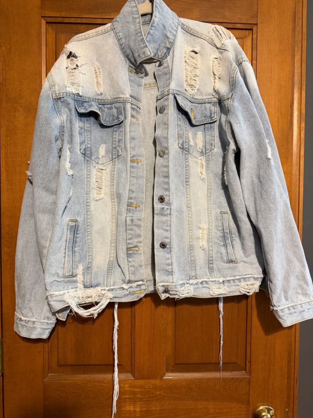 Light Wash Distressed Denim Jacket